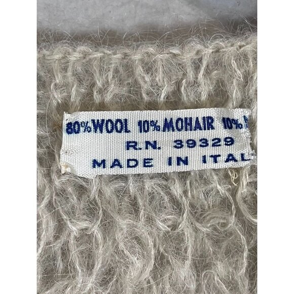 Vintage Mohair Wool Sweater Cream Hand Knit Fuzzy Retro Shrug Luxury Italy 80s - Picture 4 of 10